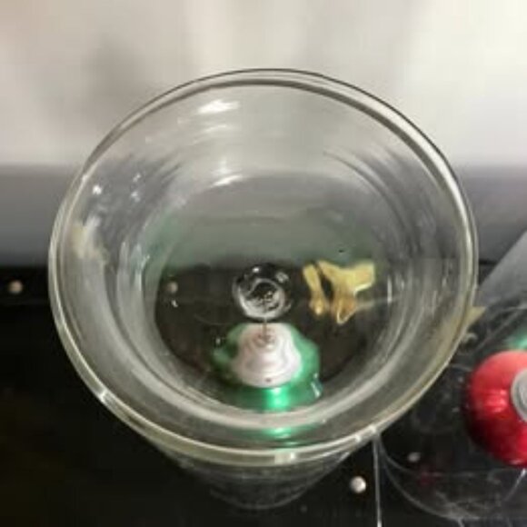 Set of Two Christmas Holiday Tall Fine Glass Candle Holders Pre-Owned - Picture 6 of 6